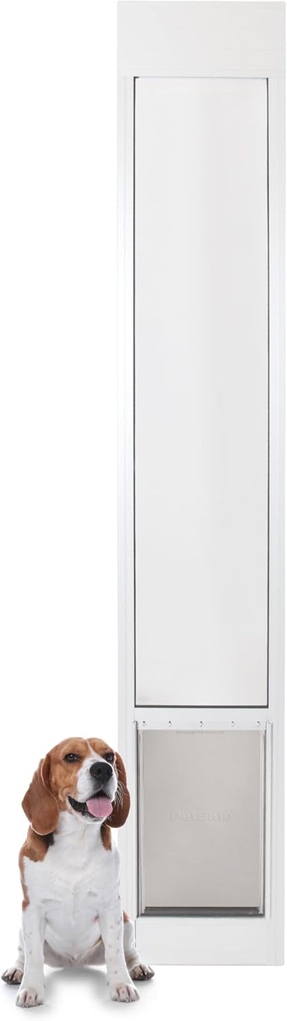 PetSafe Sliding Glass Pet Door - No-Cut DIY Install Doggy Door for Renters - Aluminum Frame - Adjustable Height 75 7/8" to 80 11/16" - Ideal for Large Dogs Up to 100 lb - White
