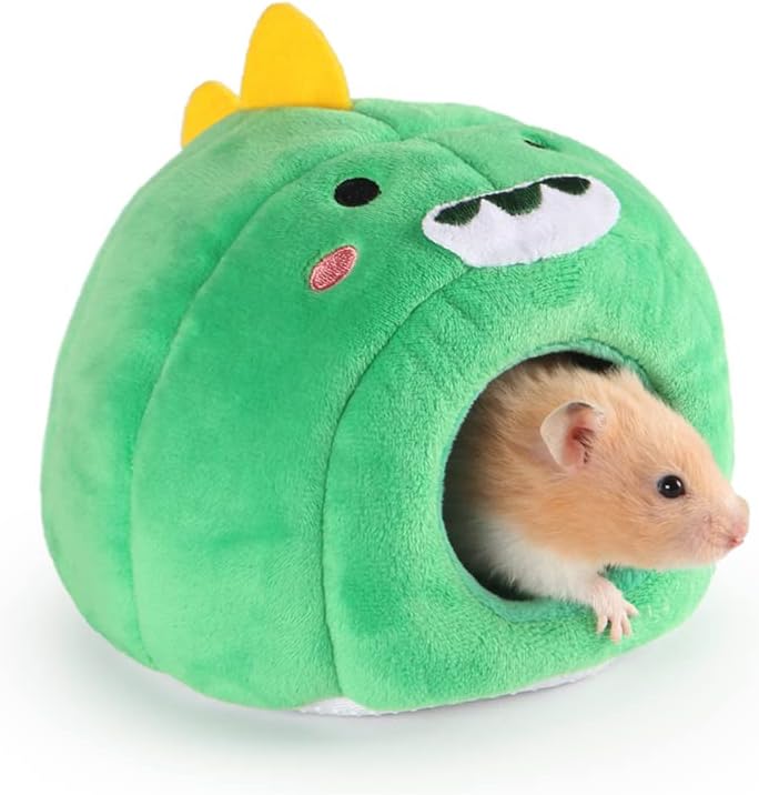 Guinea Pig Cave Bed, Small Animal Washable Cage Accessories Pet Hideout Bed House Anti-Slip for Hamsters,Chinchilla and Hedgehogs (Dinosaur)