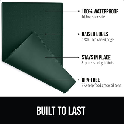 Gorilla Grip Silicone Pet Feeding Mat and Dog and Cat Lick Mat 2 Pack, 18.5x11.5 in Dog Cat Food Mat Contains Spills Green Color, Interactive Activity Toy Licking Pad 1 Royal 1 Green, 2 Item Bundle