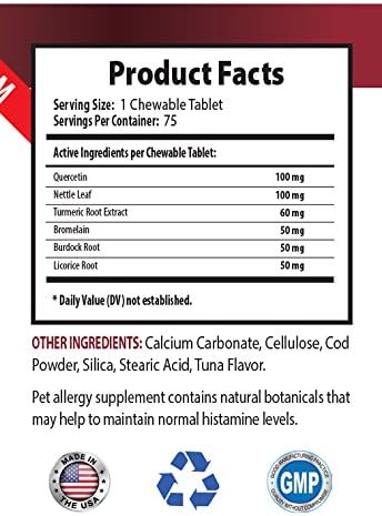 cat Skin and Itch Relief Treats - PET Allergy Relief - Cats and Dogs - Itch Solution - Immune System Boost - Treats - quercetin for Cats - 75 Treats (1 Bottle)