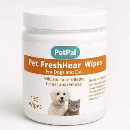 PetPal FreshHear Pet Ear Wipes, 130 Count, Gentle Ear Cleaner for Dogs and Cats, Mild and Non-Irritating