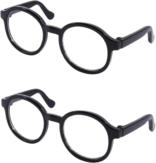 2Pcs Nerd Glasses, Black Pet Dog Cute Glasses Clear Lens Retro Glasses Photo Props Transparent Cat Sun Glasses for Small Dogs Cats Cosplay Costume