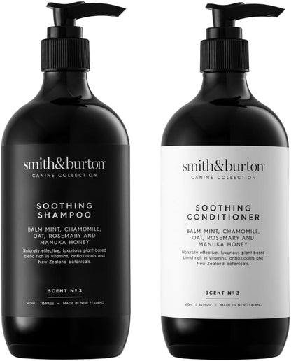 smith&burton Soothing Duo Set for Dogs & Cats, 16.9 oz | Gentle Soothing Shampoo & Conditioner with Chamomile, Oat,Manuka Honey & More, Scent No.3