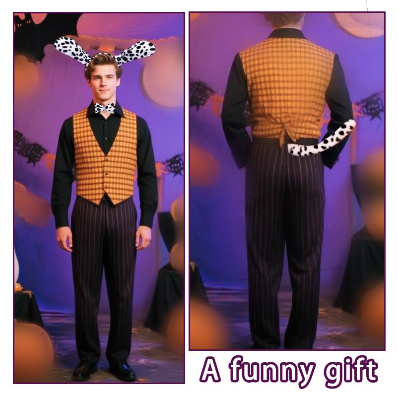 Spottted Dog Costume Dog Ear Haedband Tail Bowtie Set Animal Cosplay Accessories for Halloween Cosplay Party Photo Props Puppy Hairband Kit DIY Dress Up Party Doggie Costume Accessories