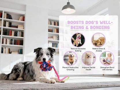 Snuffle Ball with Bungee Tug, Tug of War Rope Toys for Small Medium Dogs, Interactive Dog Toys Puppy Training Pull Toy for Exercise & Interactive Play Games (Light Pink)