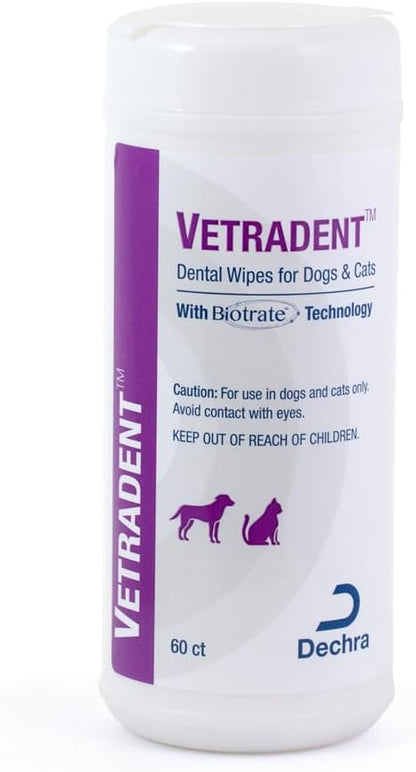 VETRADENT Dental Wipes for Dogs and Cats, 60ct