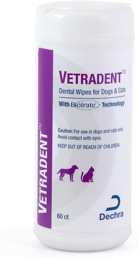 VETRADENT Dental Wipes for Dogs and Cats, 60ct