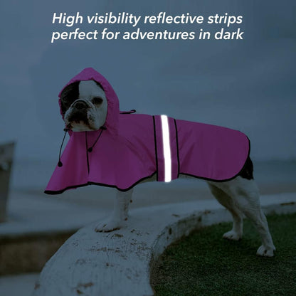 Waterproof Dog Raincoats - Hooded Raincoats for Dogs, Adjustable Reflective Dog Rain Coat, Windproof Dog Rain Jacket Pet Rain Slicker Poncho for Small, Medium, Large Dogs (Medium, Pink)
