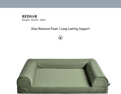 Dog Bed, Waterproof & Scratch-Resistant Puppy Mat for Small Dogs/Cats, Washable Pad Sofa Pet Bed with Removable Cover (Medium Size Green)