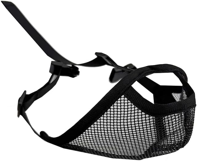 Short Nose Dog Muzzle Anti Eating Anti Bite Mesh Breathable Muzzle Spell Pet Dog Supplies (Black, M)