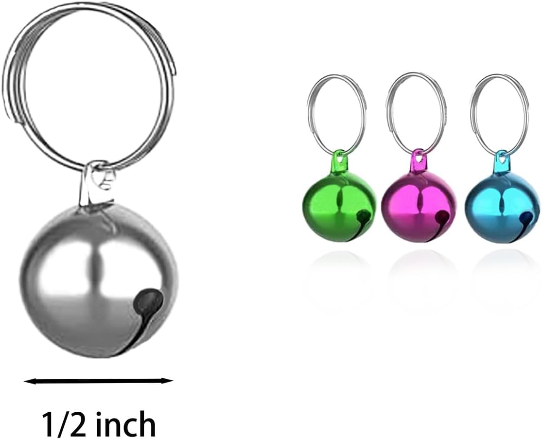 SKYPIA Round Dog Bells Dog Charm Bells Pet Pendant, 3 PCS Anti-Lost Training Bells for Collars, Suitable for Pet Pendant Accessories,1/2-Inch, Random
