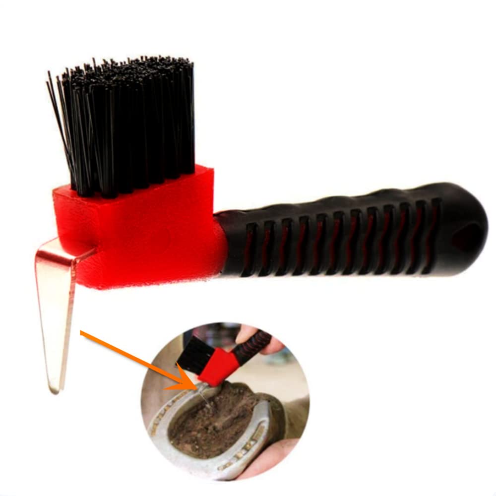 WHZAZGW 2 Pieces Horse Hoof Pick Brush with Soft Touch Rubber Handle,Portable Hoofpick,Random Colors