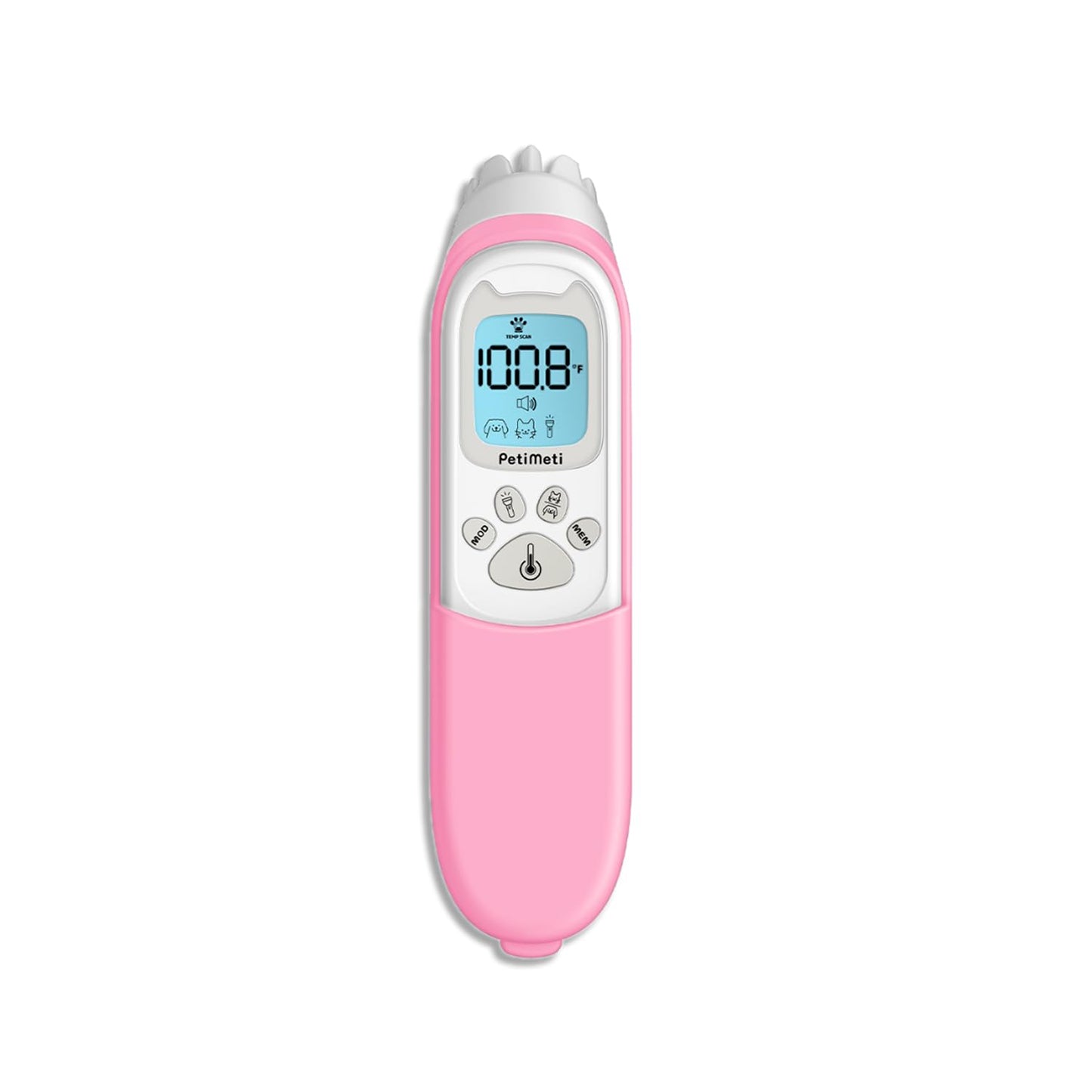 Smart Pet Thermo Comb - Non-Invasive Digital Pet Thermometer for Dogs & Cats, Oral/Rectal/Surface Scanning for Accurate Core Temperature Detection with Silicone Cover (Pink)