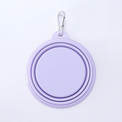 Collapsible Pet Bowl, Macaron Colors, Portable Food Water Dish, 650ml Capacity, 6.89x6.56 Inch, Travel Feeding Bowl for Cats Dogs (Purple)