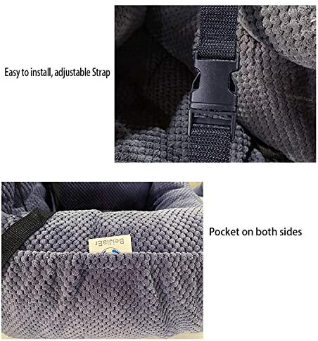 Series Deluxe Bucket Pets Dog Bed + Car Seat Carrier Booster Travel Safety with Two Removable Mats and Storage Pockets for Small Pets (Navy)
