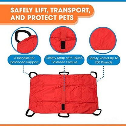 Transport Stretcher for Dogs | Emergency Animal Carrier with Safety Strap | 250 Pound Weight Limit | Pet Stretcher Size: 47 L X 29 W inches Pet Carrier (Blue)