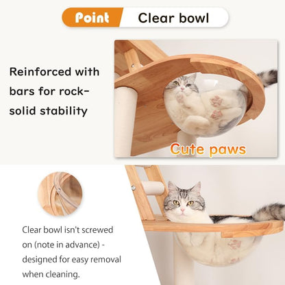 Wood Cat Tree for Large Cats, 62-Inch Tall Modern Cat Tower with Condo & Scratching Posts - Easy to Clean, Heavy-Duty, Furniture-Grade Design for Stable Climbing, Eco-Friendly (White 62'')