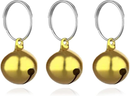 SKYPIA Round Dog Bells Dog Charm Bells Pet Pendant, 3 PCS Anti-Lost Training Bells for Collars, Suitable for Pet Pendant Accessories 1/2-Inch Gold
