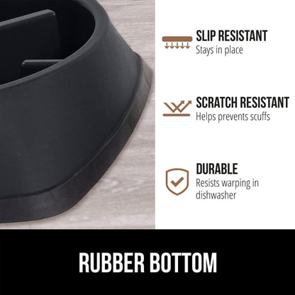 GORILLA GRIP Stainless Steel Dog Bowls, 1Cup, Black and Slow Feeder, 1Cup, Black Bundle