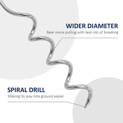 WePet Dog Tie-Out Stake, Durable Silver Spiral Anchorstake, Secure Outdoor Tethering for All Cable Leash Chain, Camping Yard, Rust-Resistant, Easy Installation, Medium, 16 Inch