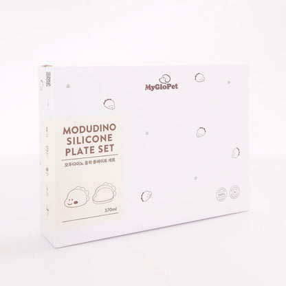 Platinum Silicone Dino Plate Set, Wellbeing Pet Bowl, Premium, Odorless, BPA-Free, Food-Grade, Non-Slip, Microwave & Dishwasher Safe, Sensitive Stomach, Eco-Friendly Travel Bowl (Cream)