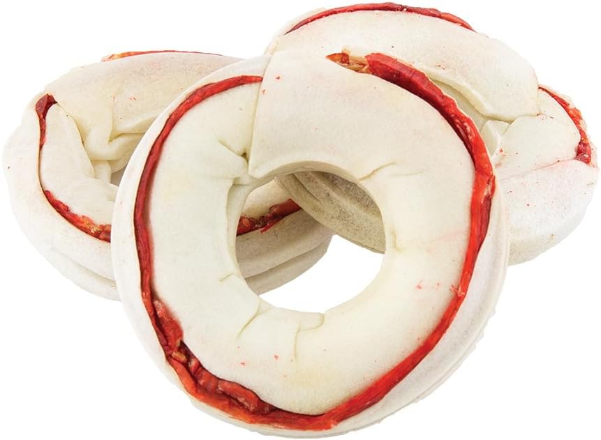 Dingo Ringo-o-o, Premium Rawhide Treats with Real Meat for Small, Medium, and Large Dogs 5-Count