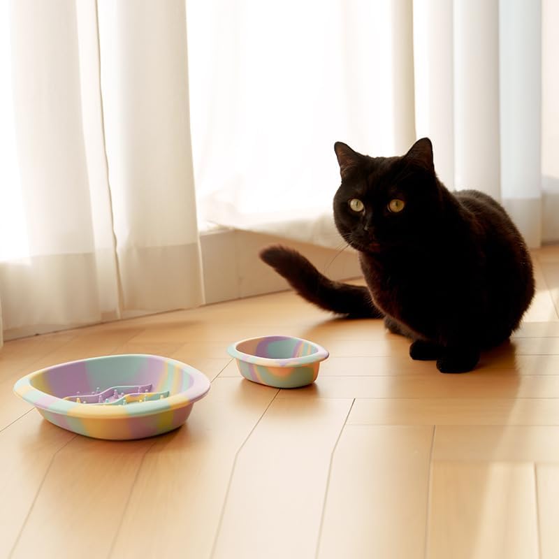 Colorful Slow Feeder Bowl for Large & Small Pets Silicone Easy to Clean Dog Food Bowl Slow Feed Dog & Cat Bowls for Interactive (Pink S)