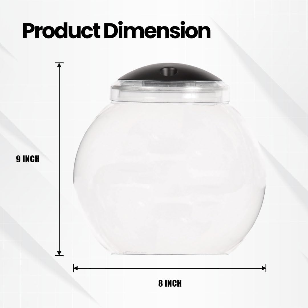 Koller Products 1-Gallon Globe Fish Bowl, Impact- Resistant Plastic Aquarium Starter Kit with LED Lighting, Built-in Timer, Crystal-Clear Clarity, Desktop Fish Tank for Home Décor