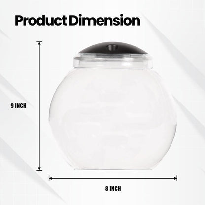 Koller Products 1-Gallon Globe Fish Bowl, Impact- Resistant Plastic Aquarium Starter Kit with LED Lighting, Built-in Timer, Crystal-Clear Clarity, Desktop Fish Tank for Home Décor