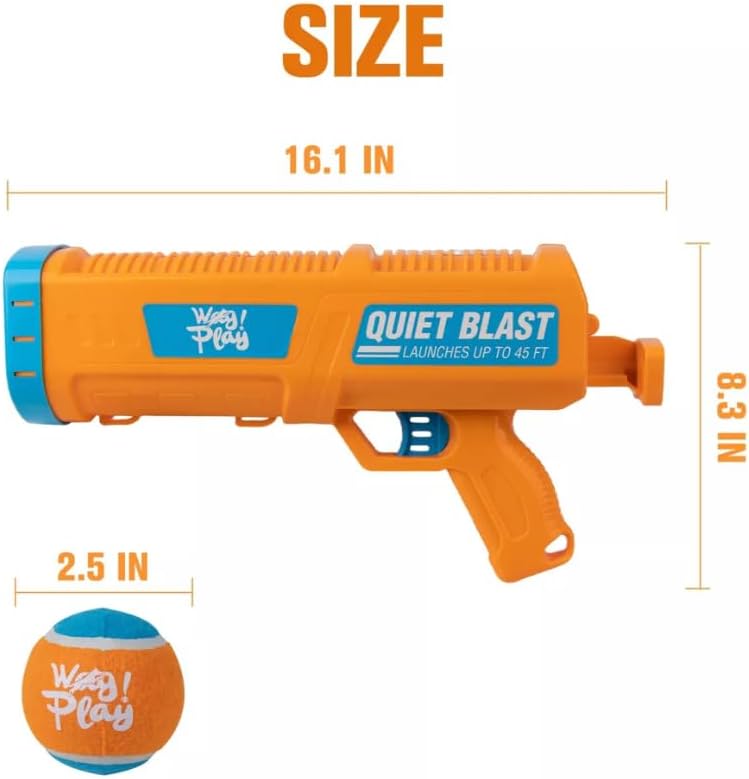 Dog Ball Launcher, Upgraded Dog Ball Blaster with 3 ETPU Balls, Interactive Thrower for Medium to Large Dogs, Play Fetch Toy for Dogs for Outdoor Exercise