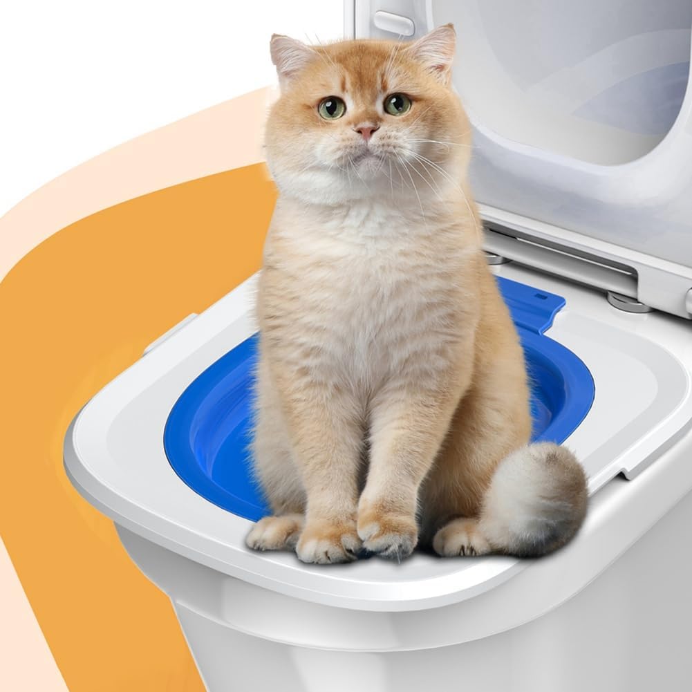 Cat Toilet Training Kit, Universal Reusable Cat Toilet Trainer, Cat Toilet Training Seat Tool for Pet Cleaning Blue