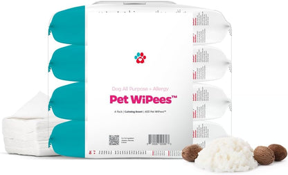 Pet Parents® Pet WiPees™ Dog All Purpose + Allergy Dog Wipes, Pet Wipes for Dogs, Puppy Wipes & Paw Wipes, Large Dog Wipes (100 Count (Pack of 4), Natural)
