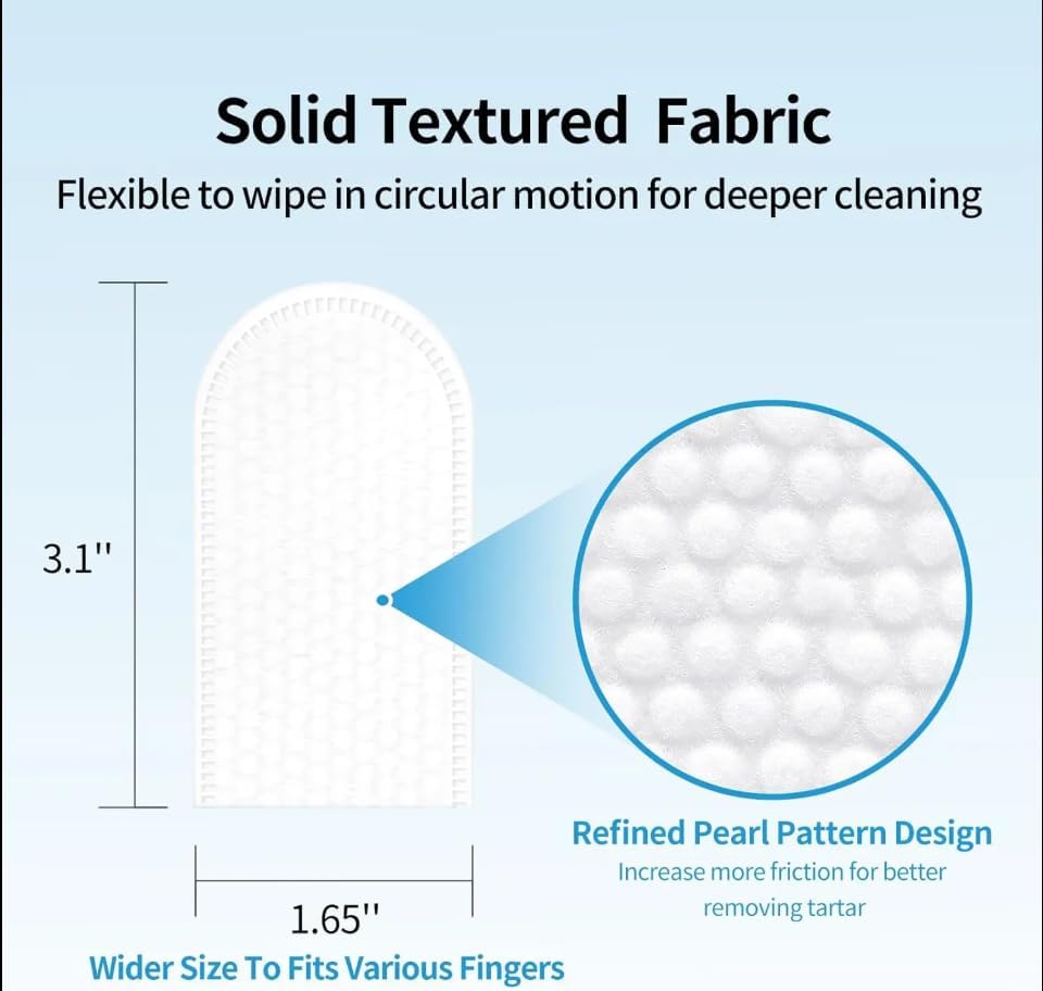 Dog Teeth Cleaning Finger Wipes, 100pcs Pet Dental Care Finger Wipes for Dogs and Cats Removing Plaque and Tartar Buildup, Freshens Breath -- Safe Ingredients Disposable No-Rinse Pet Finger Toothbrush