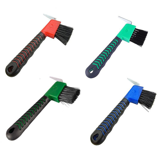 4Pcs Horse Hoof Pick Brushes,Horse Hoof Pick Brush with Soft Touch Rubber Handle