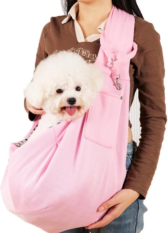 Soft Cotton Pet Sling Carrier for Cats & Small Dogs – Hands-Free Shoulder Bag, Breathable & Comfortable Tote for Outdoor Walks (Black)