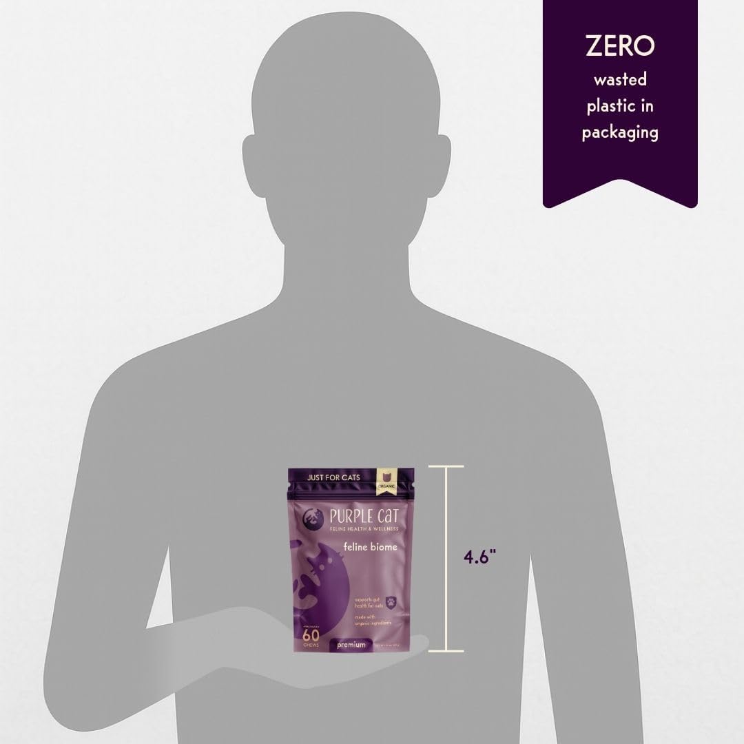 Feline Biome: Premium Cat & Kitten Probiotic – Gut Health, Diarrhea Relief & Immune Support – Natural & Organic Ingredients – 60 Soft Chews with Real Chicken and Chicken Liver