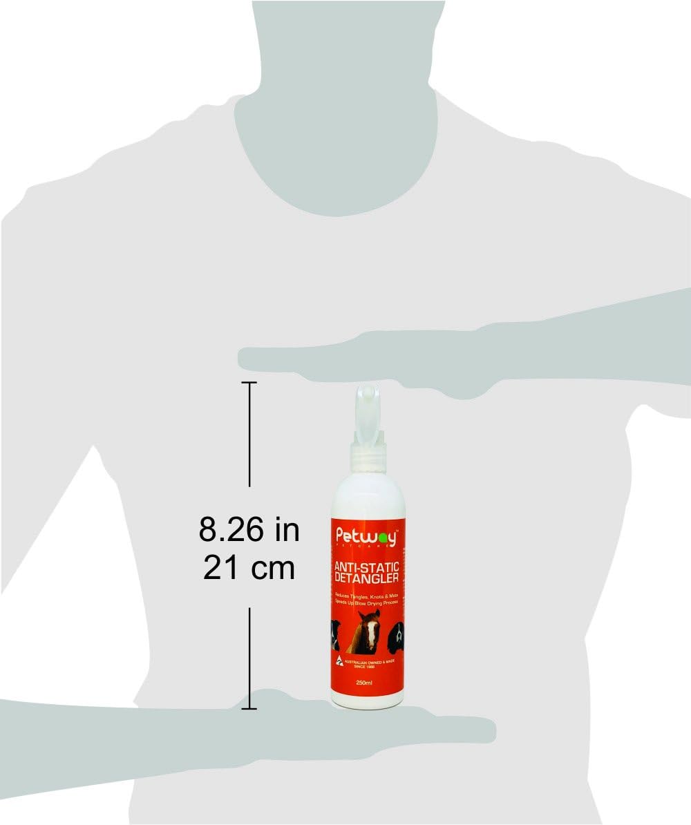 PETWAY Petcare Dog Anti-Static Detangler Spray –Dematting Spray for Dogs, Cats and Horses, Pet Detangling Anti-Static Spray, Free of Phosphates, Parabens & Enzymes – Tangle Remover - 8.45 Oz