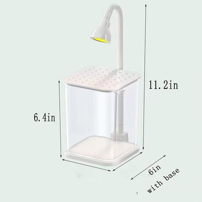 Betta Isolation & Breeding Starter Kit - 0.6Gallon Small Desktop Aquarium with LED Light, Heater, Clean Sponge, Plants, Luminous Stones, 6-in-1 Test Strips - for Betta Fish, Small Fish, Shrimp