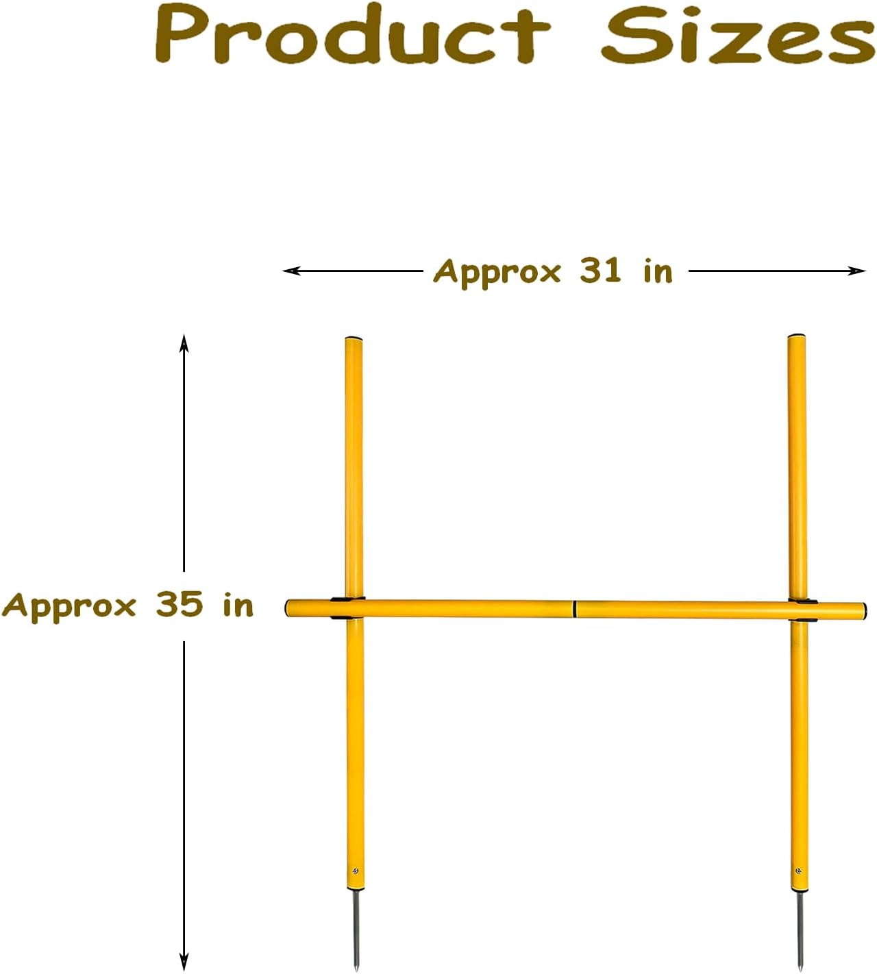 TNZMART 2.6 FT Dog Agility Obstacle Course Backyard Set Wave Poles and Adjustble Hurdles Training Exercise Equipment for Dogs (Pack of 3 Yellow)