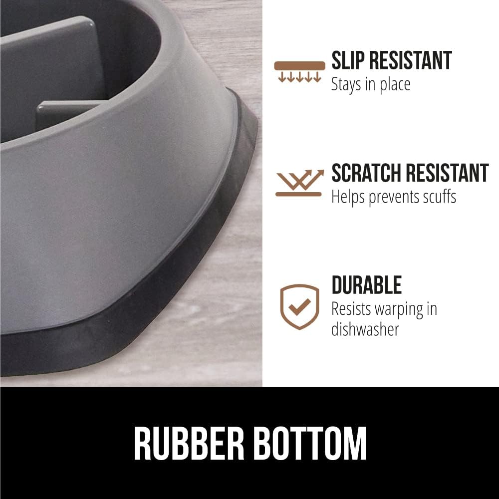 GORILLA GRIP Patent Pending Slow Feeder Dog Bowls, Interactive Puzzle Toy for Dogs and Cats Food Training, Keeps Pets Busy and Prevents Puppy Overeating, All Breeds, 100% BPA Free, 2 Cup, Gray