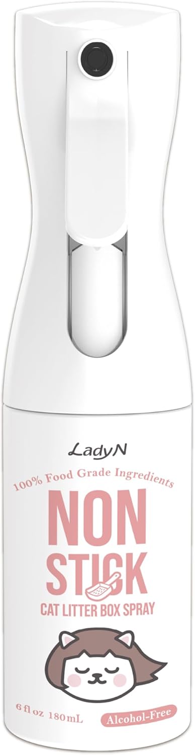 Lady N Non-Stick Spray for Cat Litter Box and Self-Cleaning Cat Litter Box, Alcohol-Free, Food Grade Mineral Oil, 6 fl oz