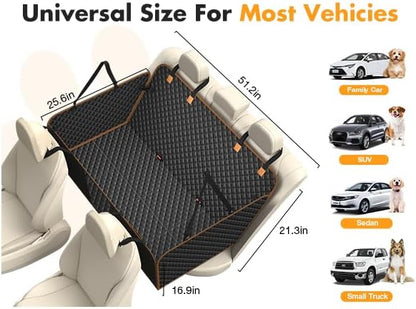 Dog Car Seat Cover for Back Seat, Backseat Extender for Dogs Hard Bottom, Car Back Seat Extender for Dogs, Dog Hammock for Cars, Black