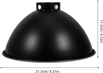 Reptile Lampshade Heat Lamp Protector Insulation Reflector 8.5-Inch Black Exterior White Interior for Reptile Box Heating Habitat Lighting