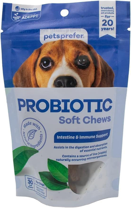Pets Prefer Probiotic Soft Chews for Dogs, Digestive Supplement for Gut Health & Immune Support, Probiotics for Dogs, 60 count (Pack of 2)