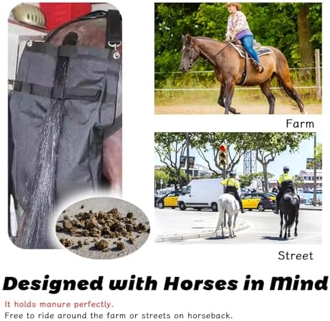 Horse Manure Catcher Bag - Waterproof Equine Diaper for Small/Medium/Large Horses, Lightweight Muck Bag for Easy Riding Cleanup, Size L