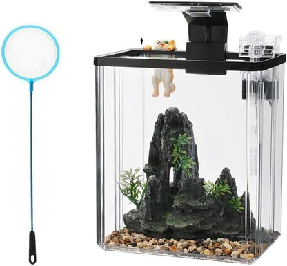 GarveeLife 2.6 Gallon Small Fish Tank, Betta Fish Tank kit with LED Light, Oxygen Generator, Fish Tank Starter Kits for Beta,Goldfish