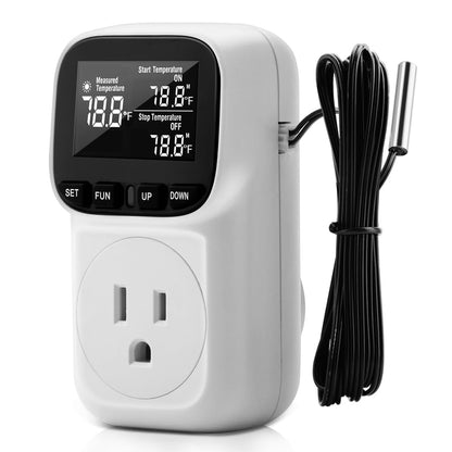 Diymore 1800W Digital Temperature Controller Plug in Thermostat Outlet Digital RV Thermostat Heating Cooling Mode Timer 15A /120V -104℉~210℉ for Incubator Thermometer Pool Thermometer