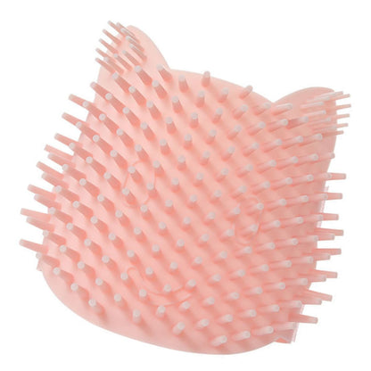 Silicone Cat Massage Comb Pet Grooming Brush Large Pink Dual-Use for Wet and Dry Fur Shedding Removal Corner Self-Grooming Tool for Indoor Cats