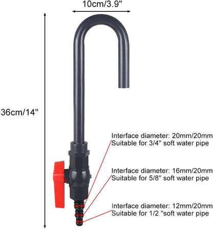 MiOYOOW Aquarium Water Changer, PVC Aquarium Water Filler Hanging Fish Tank Hook Filler with Flow Switch for 1/2“, 5/8”, 3/4” Hose