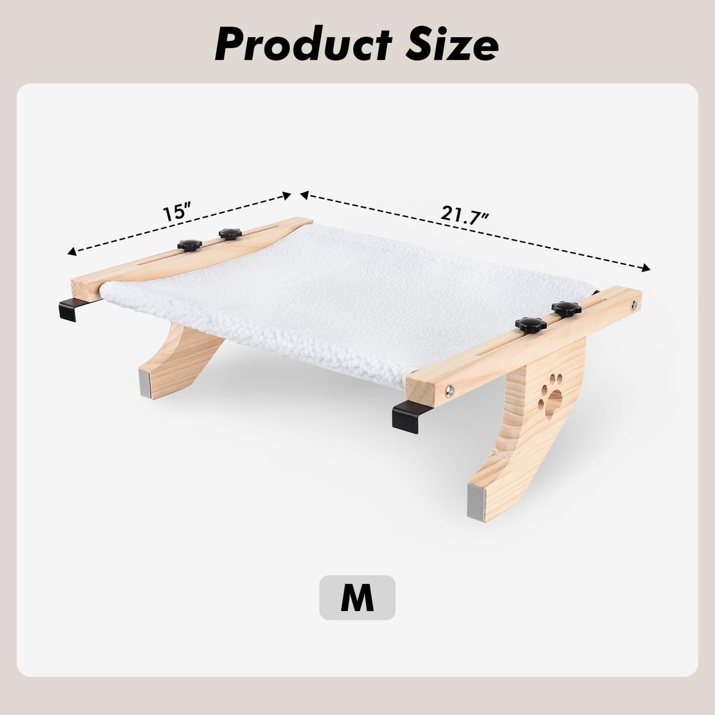 AMOSIJOY Cat Sill Window Perch Sturdy Cat Hammock Window Seat with Wood & Metal Frame for Large Cats, Easy to Adjust Cat Bed for Windowsill, Bedside, Drawer and Cabinet